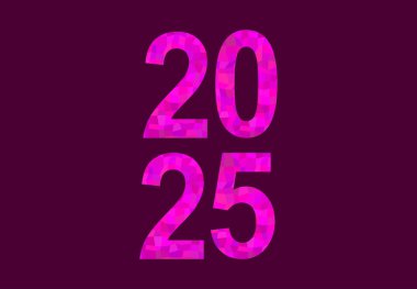 2025 Mutlu Yeni Yıl Tasarımı Mor Zarif Parıltılı Soyut Logo Sembol Vektör İllüstrasyonu