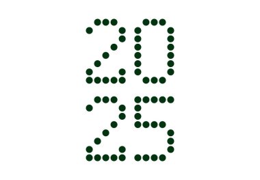 Mutlu yıllar 2025 Tasarım Yeşil Piksel Puanları Soyut Vektör İllüstrasyonu