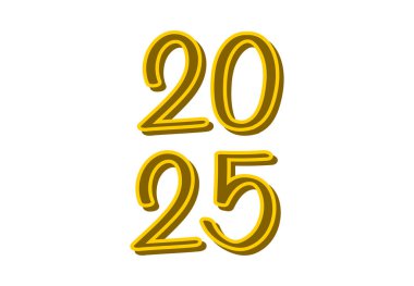 2025 Mutlu Yıllar Sarı Gerçekçi Tasarım Soyut Vektör İllüstrasyonu