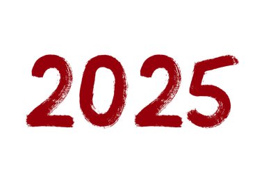 Mutlu yıllar 2025 Scribble Çizim Kırmızı Tasarım Soyut Vektör Resimleri