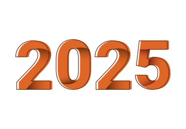 2025 Mutlu Yeni Yıl Tasarımı Turuncu Soyut Vektör İllüstrasyonu