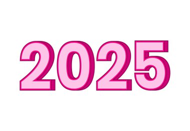 2025 Mutlu Yıllar 3D Gerçekçi Pembe Tasarım Soyut Logo Sembol Vektör İllüstrasyonu