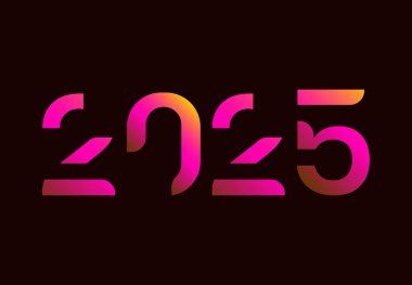 Mutlu yıllar 2025 Typography Pembe Tasarım Soyut Logo Sembol Vektörü İllüstrasyonu