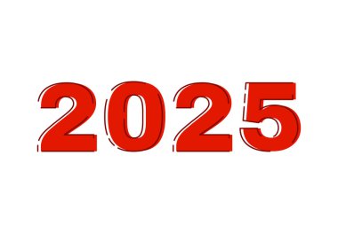 2025 Mutlu Yeni Yıl Tasarımı Kırmızı Gerçekçi Soyut Logo Sembol Vektörü İllüstrasyonu