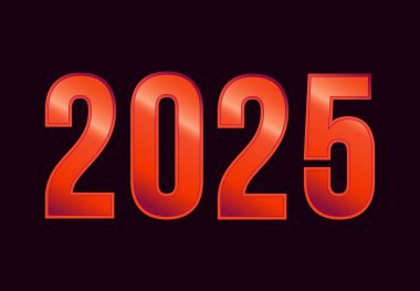 2025 Mutlu Yeni Yıl Tasarımı Turuncu Zarif Sanat Özeti Çizim Vektörü