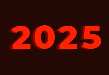 Mutlu yıllar 2025 Tasarım Kırmızı Soyut Çizim Vektörü