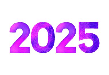 Mutlu yıllar 2025 Mor Suluboya Tasarımı Soyut Çizim Vektörü