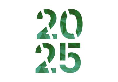 2025 Mutlu Yıllar Yeşil Tasarım Soyut Çizim Vektörü