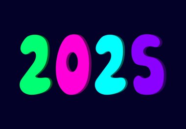 Mutlu yıllar 2025 Typography Seçkin Çoklu Renk Tasarımı Soyut Çizim Vektörü