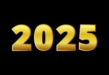 Mutlu yıllar 2025 Altın Typography Zarif Tasarım Soyut Çizim Vektörü