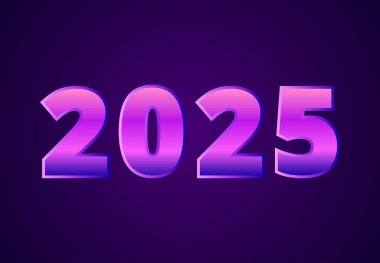Mutlu yıllar 2025 Mor Typography Zarif Tasarım Soyut Çizim Vektörü
