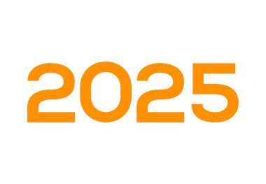 Mutlu yıllar 2025 Tipografi Turuncu Tasarım Soyut Çizim Vektörü