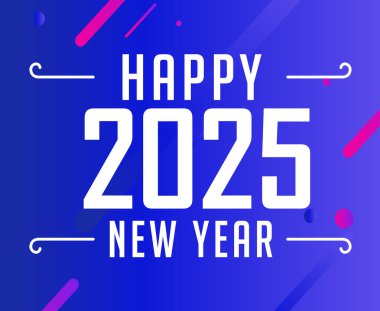 Mutlu yıllar 2025 Şık Mavi ve Beyaz Soyut Çizim Vektörü
