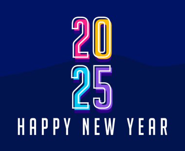 2025 Mutlu Yıllar Çok Renkli Soyut Şık Tasarım Vektörü İllüstrasyonu