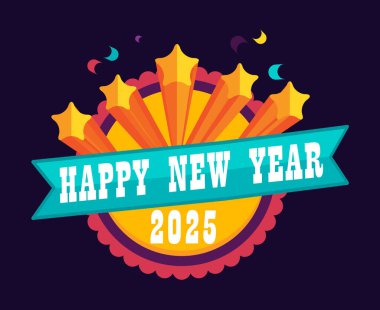 2025 Mutlu Yıllar Soyut Renkli Tasarım Vektörü İllüstrasyonu