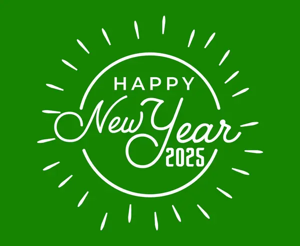 2025 Mutlu Yıllar Yeşil ve Beyaz Tasarım Şenlikli Soyut Vektör İllüstrasyonu