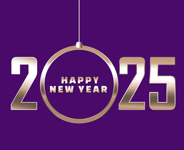 2025 Mutlu Yıllar Mor ve Gri Tasarım Şenlikli Soyut Vektör İllüstrasyonu