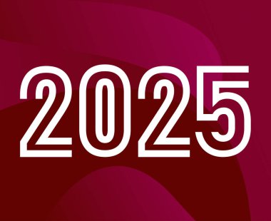 2025 Mutlu Yeni Yıl Tasarımı Pembe ve Beyaz Festivalsel Soyut Logo Sembol Vektör İllüzyonu