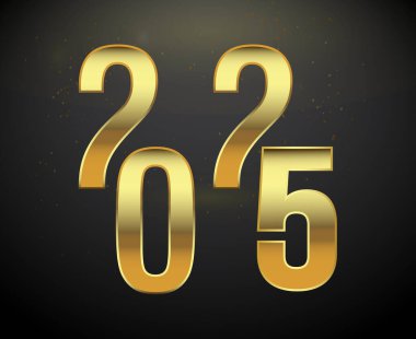 2025 Mutlu Yıllar Tasarım Altın Soyut Logo Sembol Vektör İllüstrasyonu