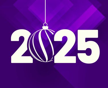 Happy New Year 2025 Design Purple And White Festive Abstract Logo Symbol Vector Illustration