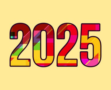 2025 Mutlu Yıllar Tasarımı Renkli Soyut Logo Sembol Vektörü İllüstrasyonu