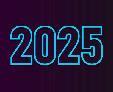 2025 Mutlu Yıllar Soyut Mor ve Cyan Tasarım Logo Sembol Vektörü İllüstrasyonu