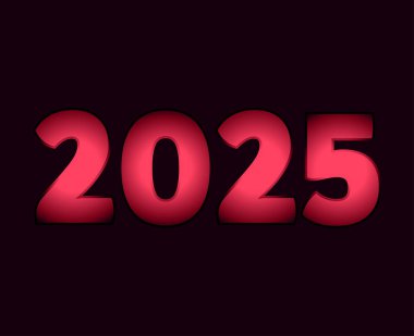 2025 Mutlu Yıllar Soyut Pembe Tasarım Logo Sembol Vektörü İllüstrasyonu