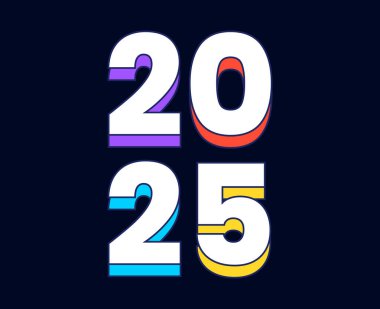 Mutlu yıllar 2025 Tatil Tasarımı Soyut Vektör İllüstrasyonu