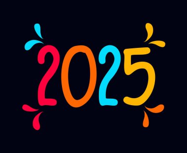 Mutlu yıllar 2025 Bayram Çoklu Renkli Tasarım Soyut Vektör İllüstrasyonu