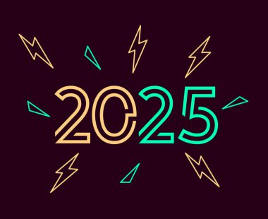 2025 Mutlu Yıllar Renkli Kutlama Tasarımı Soyut Vektör İllüstrasyonu