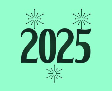 2025 Mutlu Yıllar Yeşil Tasarım Soyut Vektör İllüstrasyonu
