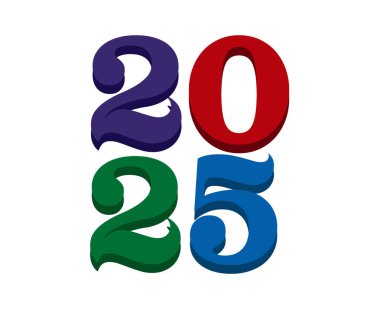 2025 Mutlu Yıllar Çok Renkli 3D Tasarım Soyut Vektör İllüstrasyonu