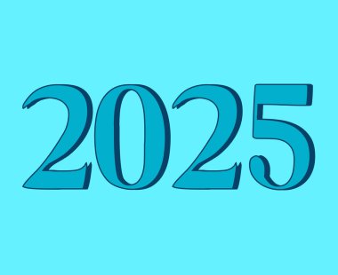 2025 Mutlu Yıllar Mavi Cyan Tasarımı Soyut Seçkin Vektör İllüstrasyonu