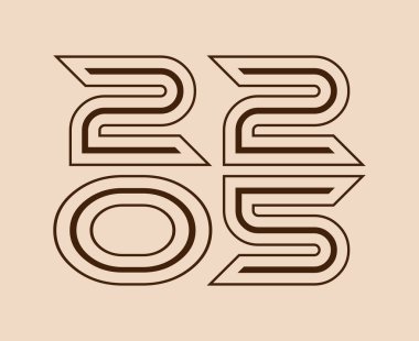 Mutlu yıllar 2025 Tasarım Kahverengi Sayı Vektörü Soyut Sembol İllüstrasyonu