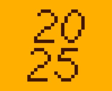 2025 Mutlu Yeni Yıl Tasarımı Kahverengi ve Turuncu Vektör Soyut Sembol İllüstrasyonu