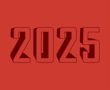 2025 Mutlu Yıllar Kırmızı Vektör Soyut Sembol Resimleri Tasarımı