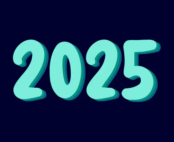 Mutlu yıllar 2025 Tasarım Mavi Vektör Soyut Sembol İllüstrasyonu