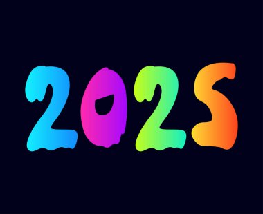 2025 Mutlu Yıllar Tatil Tasarımı Çok Renkli Boya Çizimi Soyut Vektör İllüstrasyonu