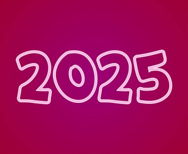 Mutlu yıllar 2025 Soyut Pembe Tipografi Numaralar Tasarım Vektörü İllüstrasyonu