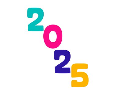 2025 Happy New Year Abstract Multicolor Typography Numbers Design Vector Illustration