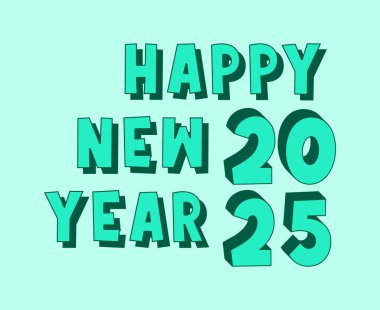 Mutlu yıllar 2025 3D Typography Green Cyan Design Abstract Vector Illustration
