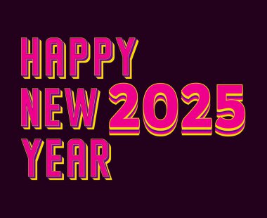 Mutlu yıllar 2025 3D Renkli Tasarım Soyut Vektör İllüstrasyonu