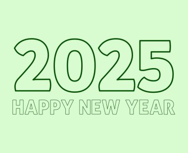 Mutlu yıllar 2025 Tipografi Yeşil Tasarım Soyut Vektör İllüstrasyonu