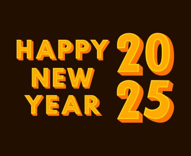 2025 Mutlu Yıllar 3 boyutlu tipografi tasarımı Soyut Vektör İllüstrasyonu