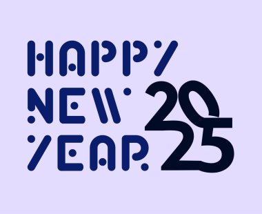 2025 Mutlu Yıllar Mavi Tipografi Tasarımı Soyut Vektör İllüstrasyonu