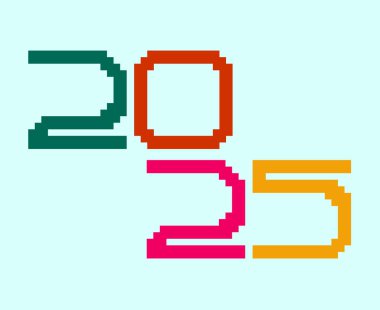2025 Mutlu Yeni Yıl Tasarımı Pixel Çok Renkli Yaratıcı Soyut Vektör İllüstrasyonu