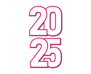 Mutlu yıllar 2025 Tasarım Element Pembe ve Beyaz Gerçekçi Yaratıcı Vektör İllüstrasyonu