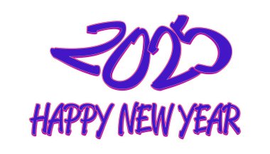 Mutlu yıllar 2025 3D Gerçekçi Mor ve Mavi Metin Tasarımı Soyut Vektör İllüstrasyonu