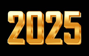 2025 Mutlu Yeni Yıl Altın Tasarımı Zarif Parıltısı Soyut Vektör İllüstrasyonu