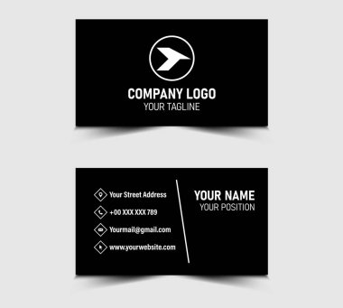 Modern Tasarım Kartviziti, şekil vektörü olan şirket logosu profesyonel şirketinin siyah-beyaz ziyaretçi kartının şablonu
